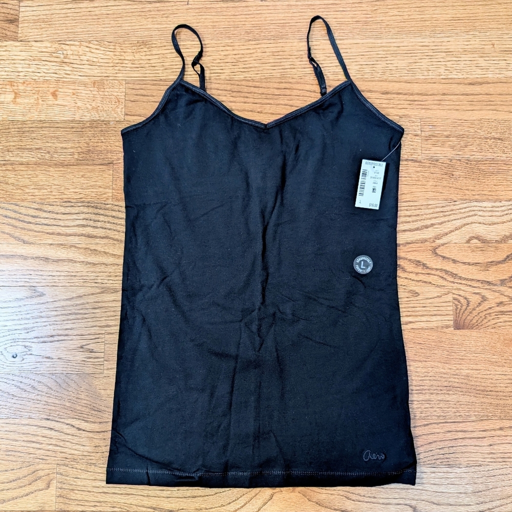 Aeropostale Junior's Favorite Cami Y2K Black Stretch Tank Top Size L